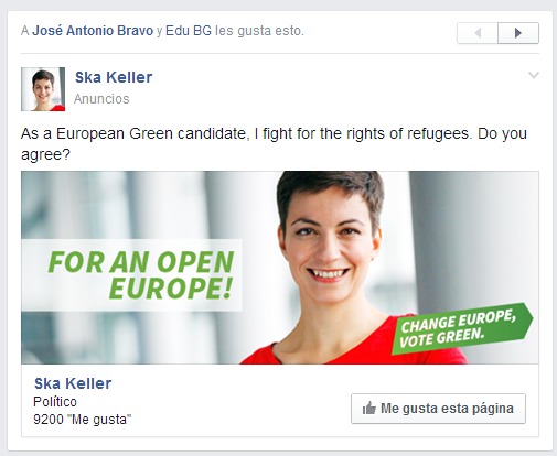 Ska Keller publicidad en Facebook