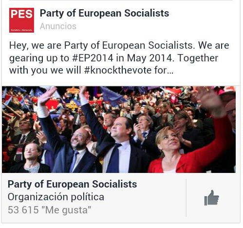 Socialistas Europeos publicidad Facebook